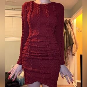 Elegant Red Cable Knit Dress fits like a small
